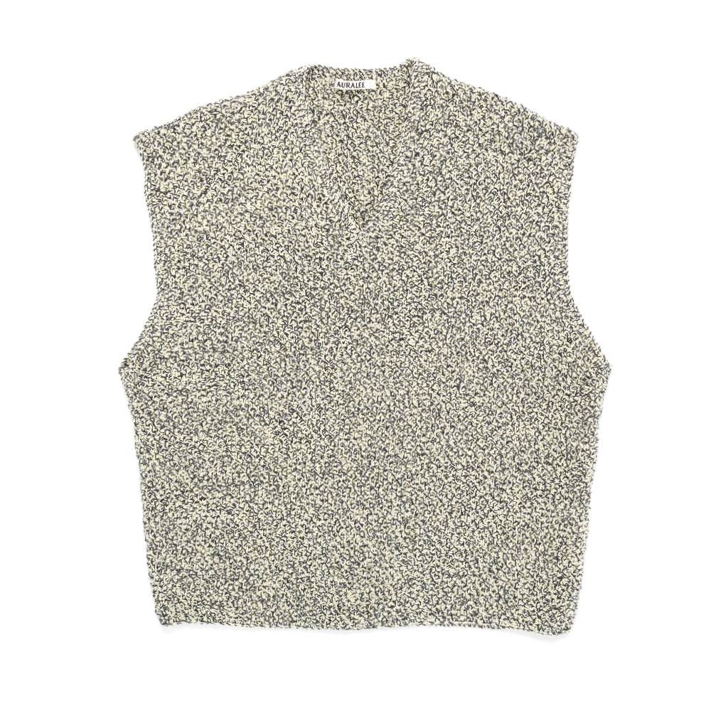 COTTON CASHMERE CORD KNIT VEST LIME NAVY A25SV02YM