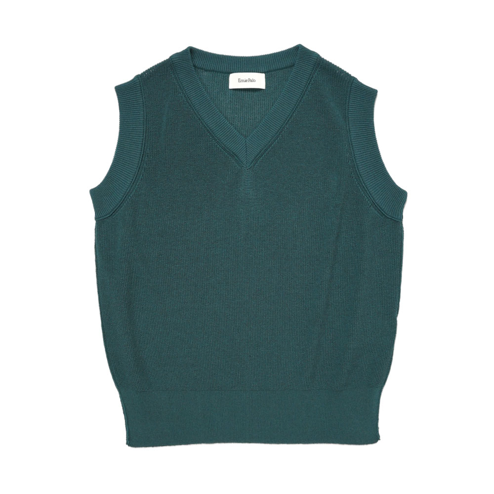 RIB KNIT VEST GREEN