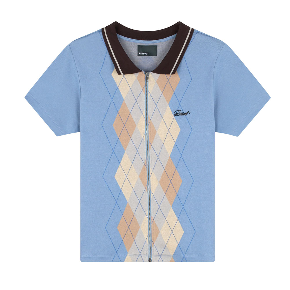 ARGYLE ZIP POLO BLUE