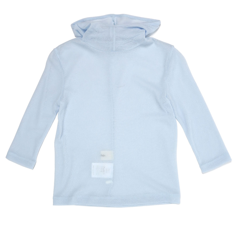 SHEER RIB HALF SLEEVE HOODIE SAX