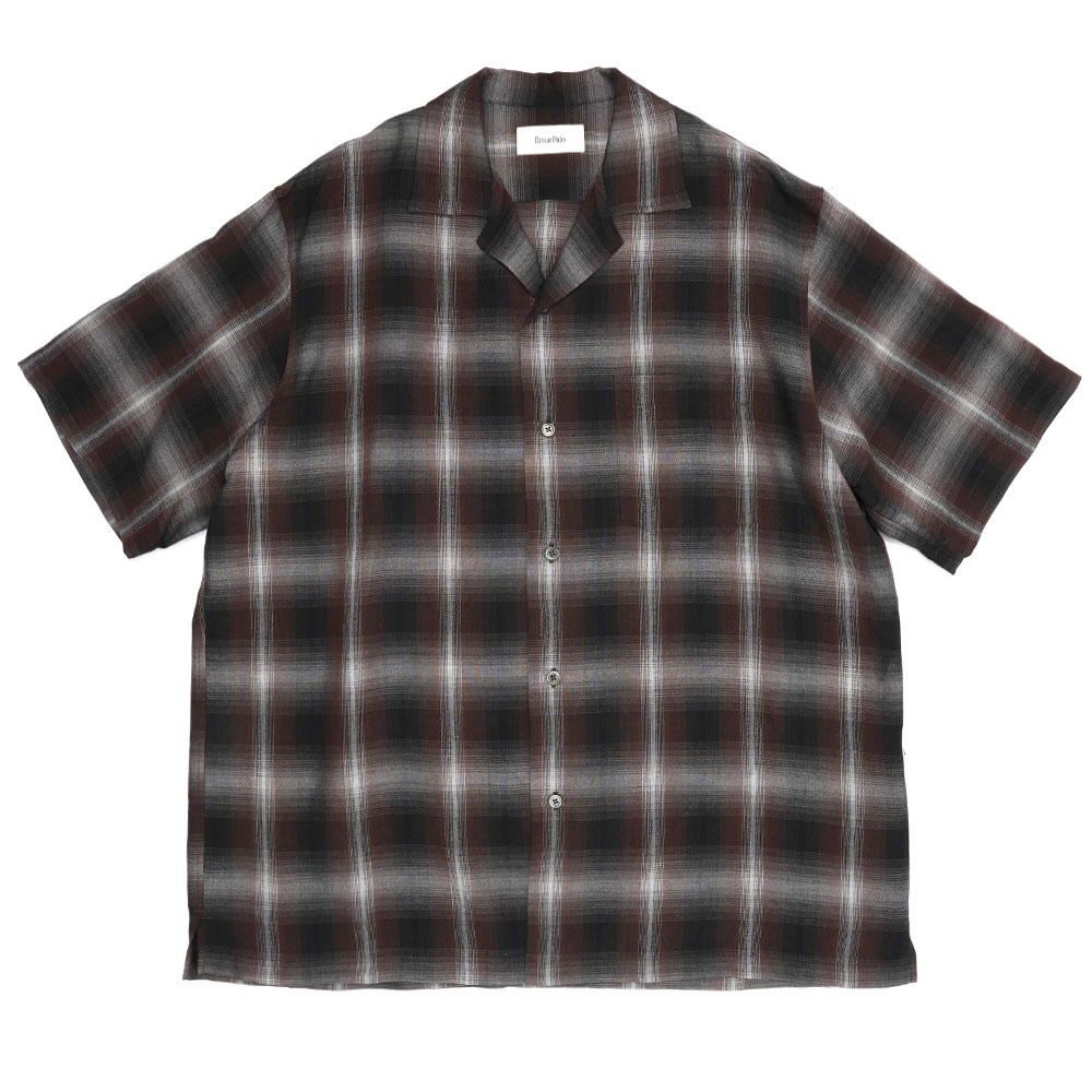 RAYON CHECK S/S SHIRT BROWN