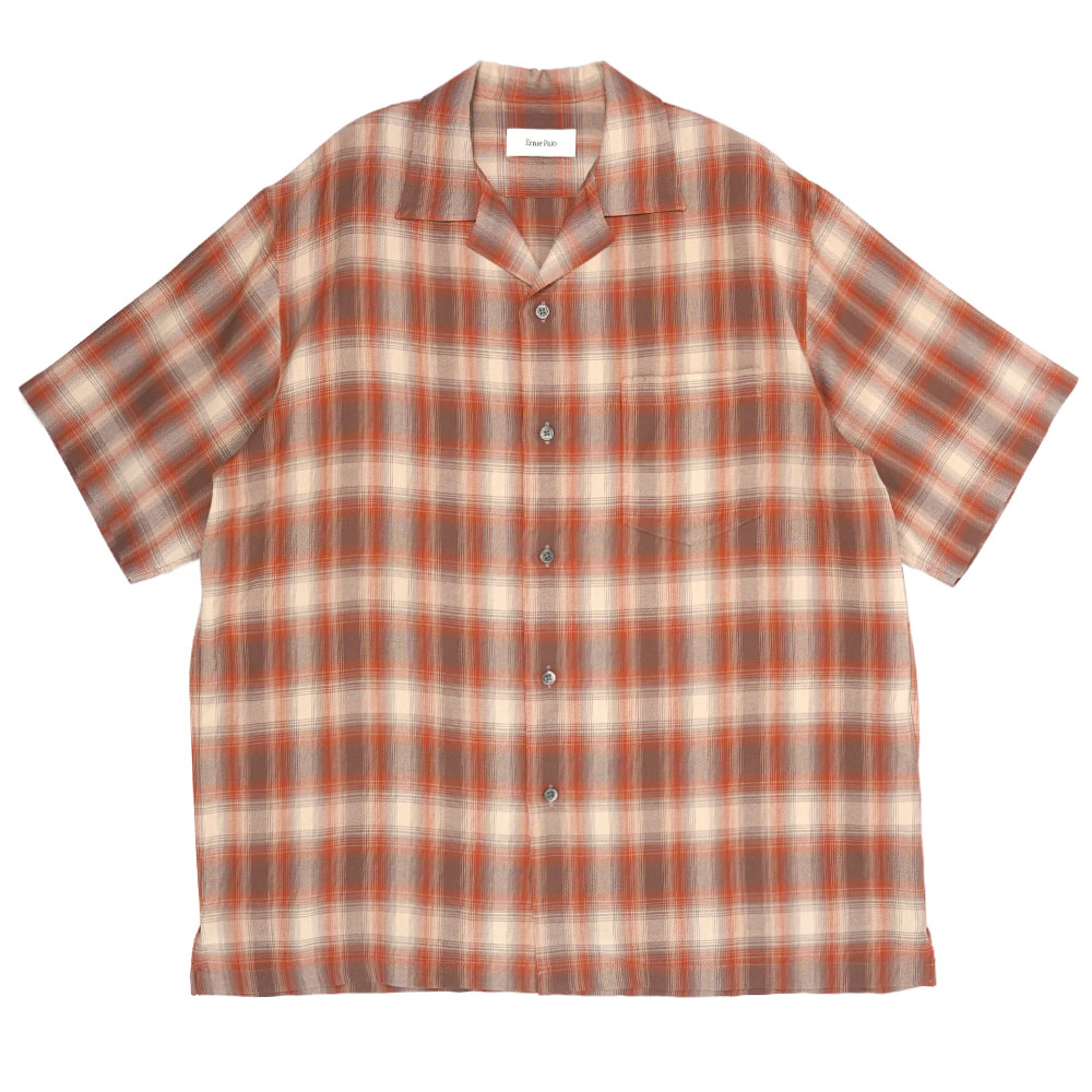 RAYON CHECK S/S SHIRT ORANGE