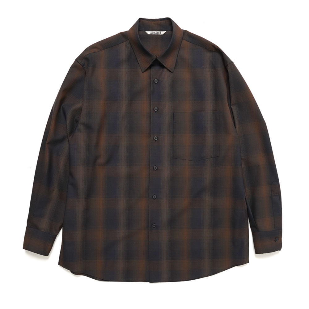 SUPER LIGHT WOOL CHECK SHIRT BROWN BLACK CHECK