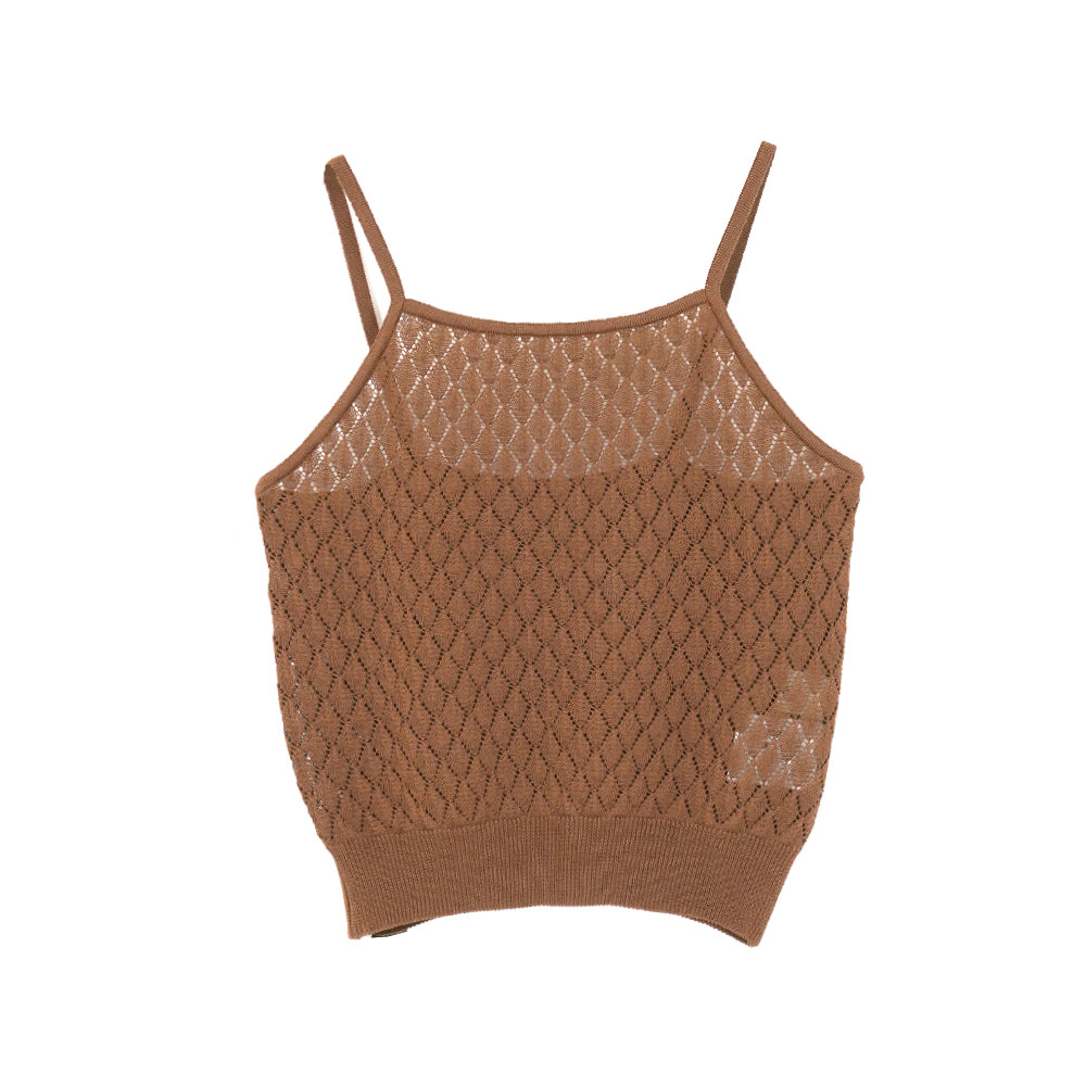 OPEN WORK KNIT CAMISOLE BROWN