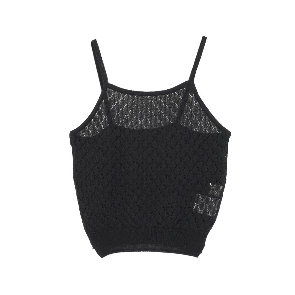 OPEN WORK KNIT CAMISOLE BLACK