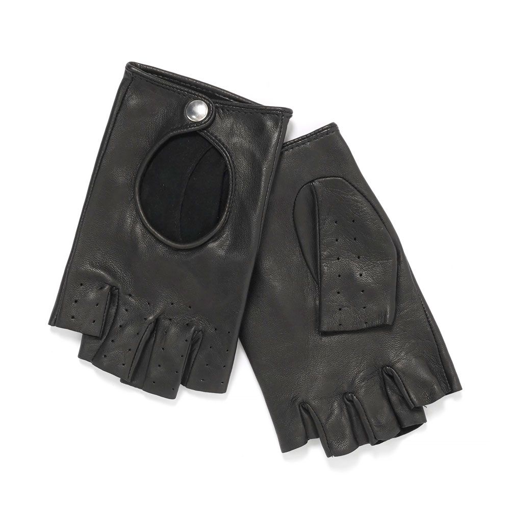 OPEN FINGER DRIVING GLOVES BLACK