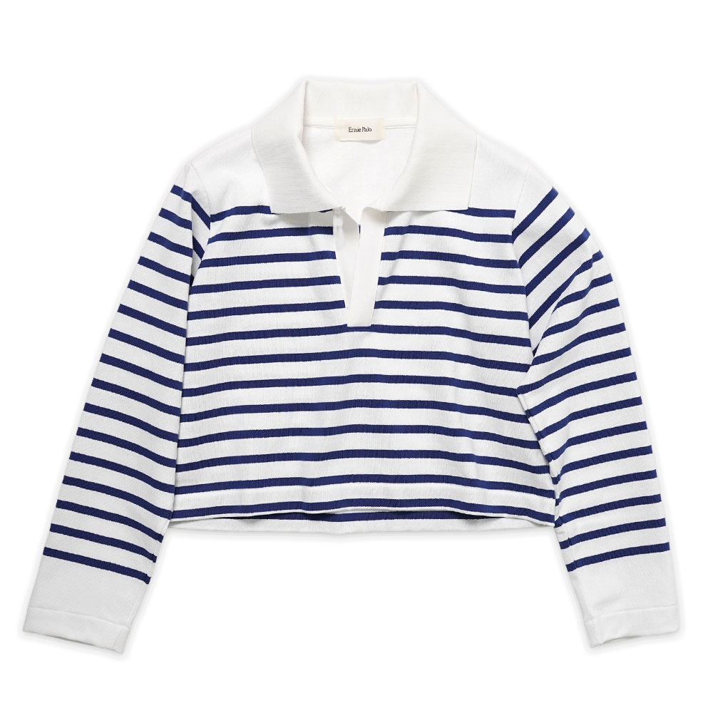 CROPPED BASQUE BORDER SKIPPER L/S WHITE