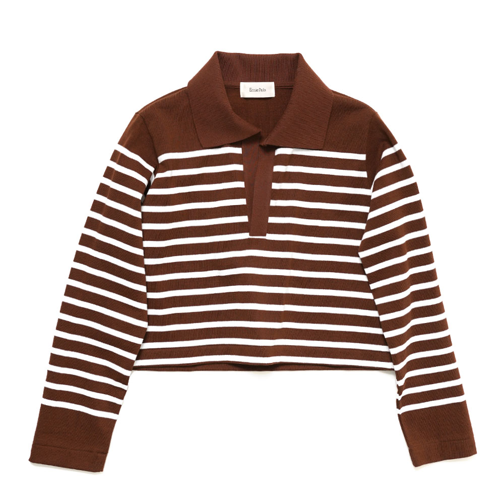 CROPPED BASQUE BORDER SKIPPER L/S BROWN