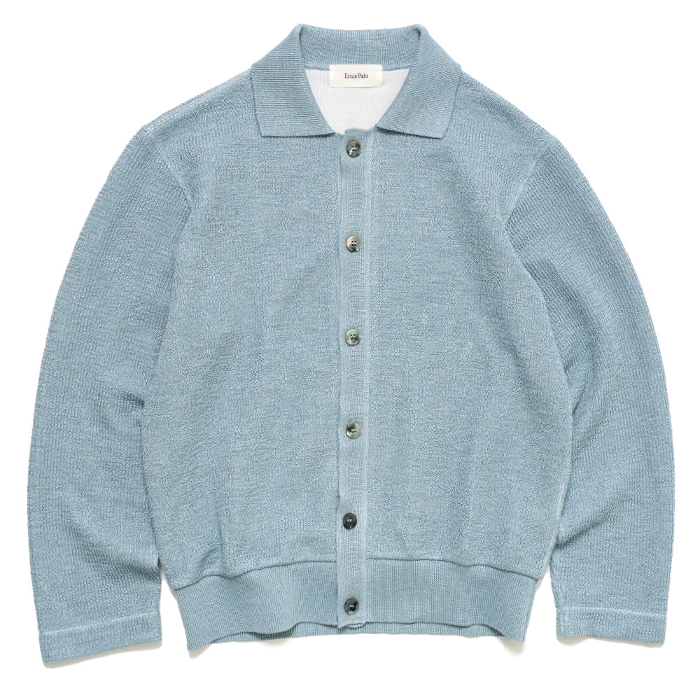 RIB COLLAR CARDIGAN SAX