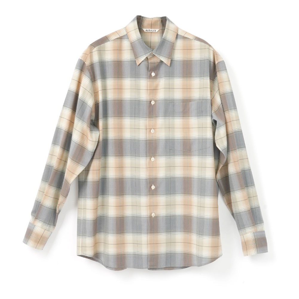 SUPER LIGHT WOOL CHECK SHIRT A26SS01LC LIGHT BROWN CHECK