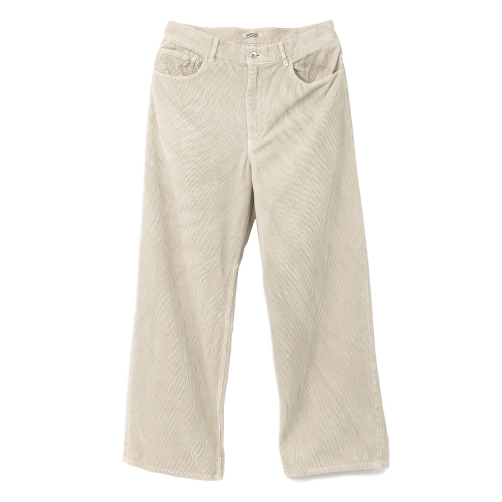 GARMENT DYED FINX CORDUROY 5P WIDE PANTS A26SP01FX WHITE KHAKI