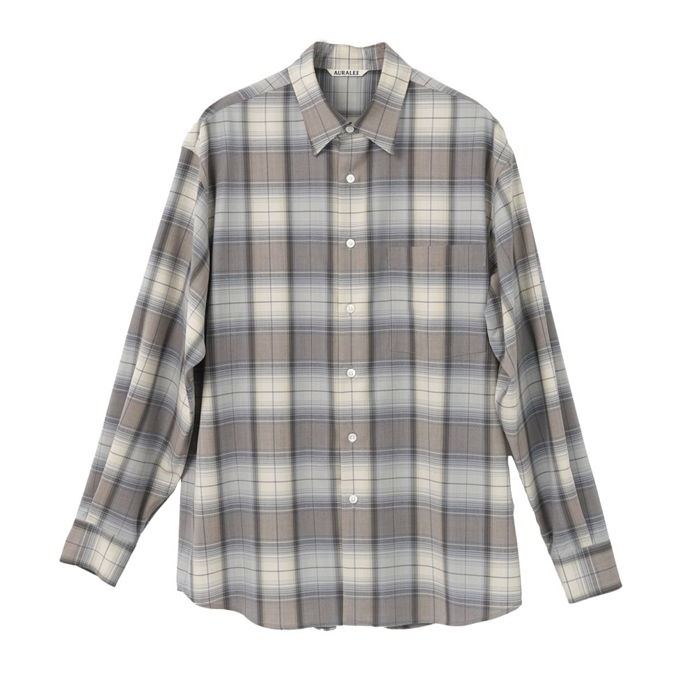 SUPER LIGHT WOOL CHECK SHIRT A26SS01LC BLUE GRAY CHECK