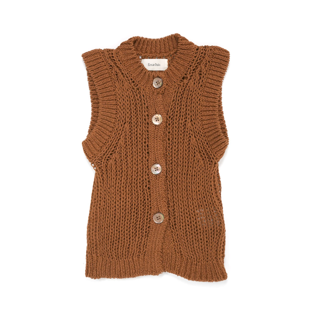 MESH KNIT VEST BROWN