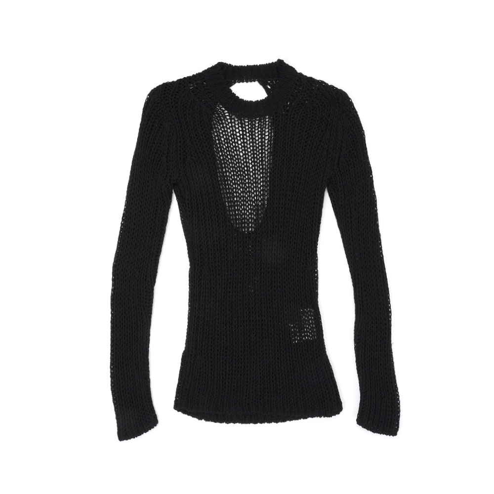 BACK SLIT MESH KNIT BLACK