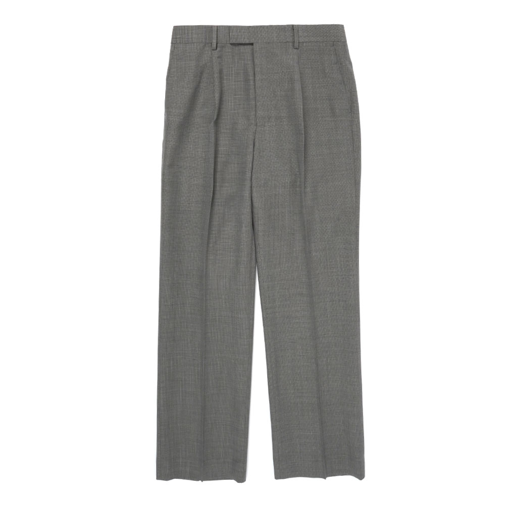TROPICAL WOOL KID MOHAIR ONE-TUCK SLACKS GREY CHECK A25SP02WM