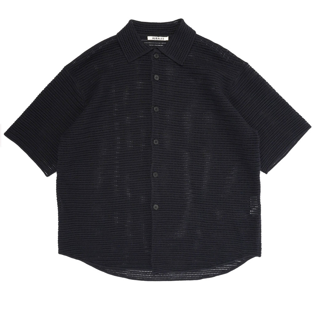 COTTON MESH KNIT HALF SLEEVED SHIRT DARK NAVY A25SS01KB