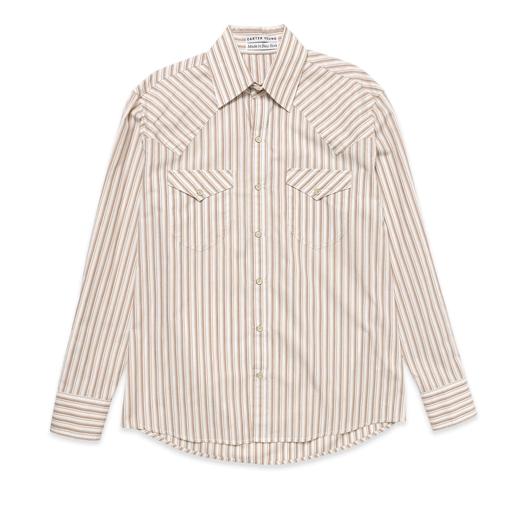 STRIPED WESTERN SHIRT OAT/TAN