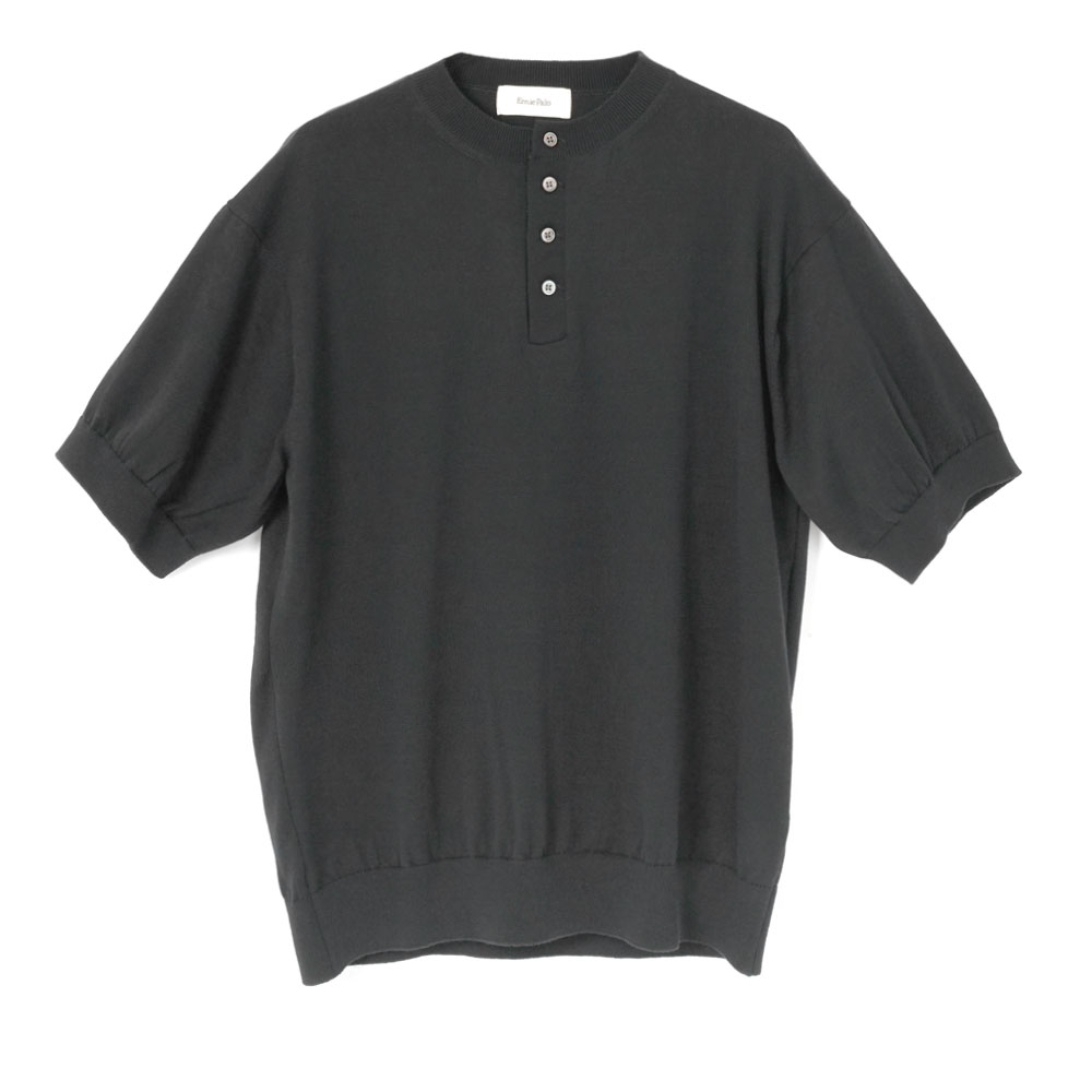 HENRY NECK S/S KNIT BLACK