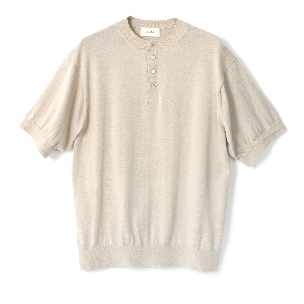 HENRY NECK S/S KNIT BEIGE