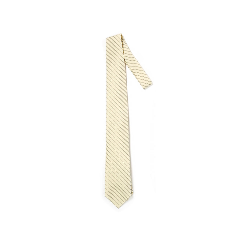 SUPER FINE WOOL STRIPE TIE A26ST03WW IVORY WHITE STRIPE