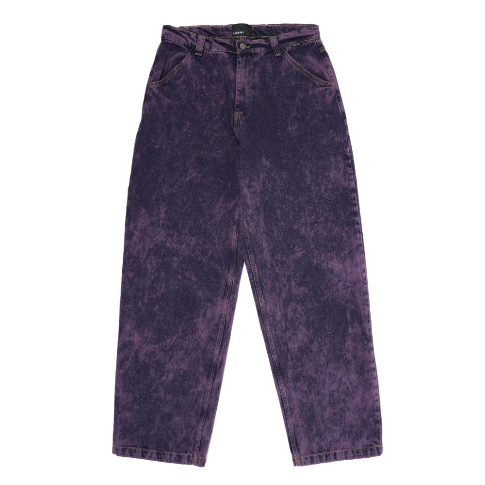 MEN ACID WASH CARPENTER WORK DENIM PANTS PURPLE
