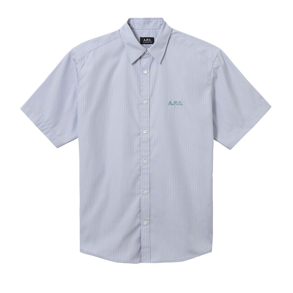 PAUL STRIPED POPLIN SS SHIRT BLUE GREY