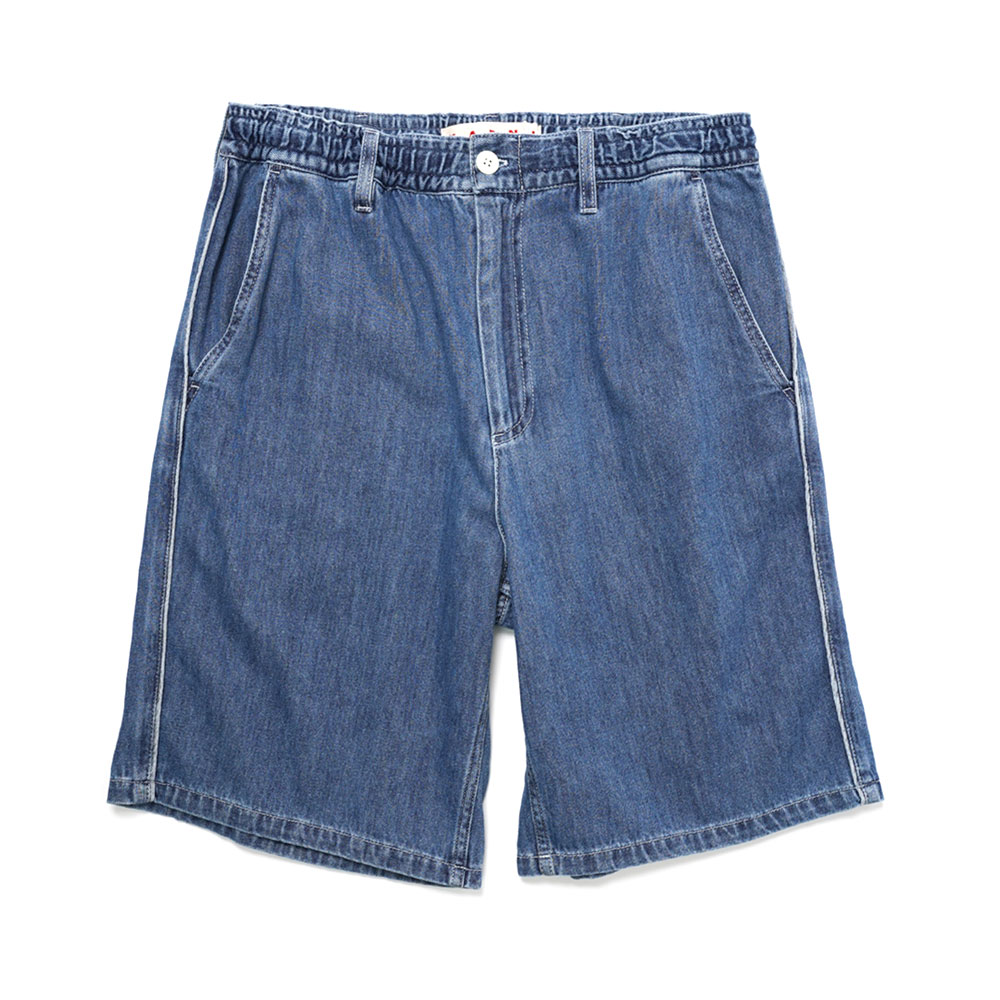 LIGHT WEIGHT STONE WASHED DENIM SHORTS BLUE LEAF