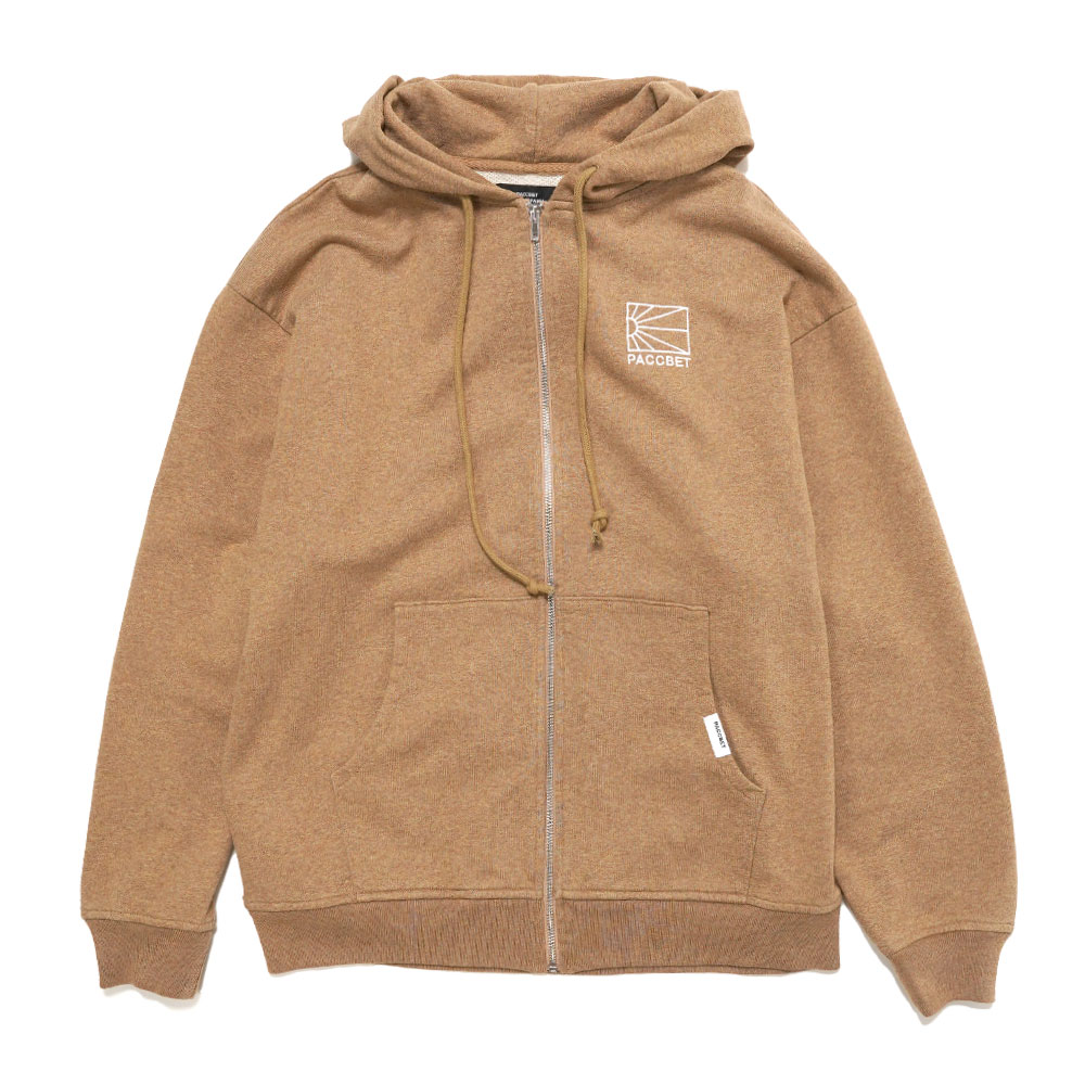 MEN LOGO ZIP HOODIE KNIT KHAKI BROWN