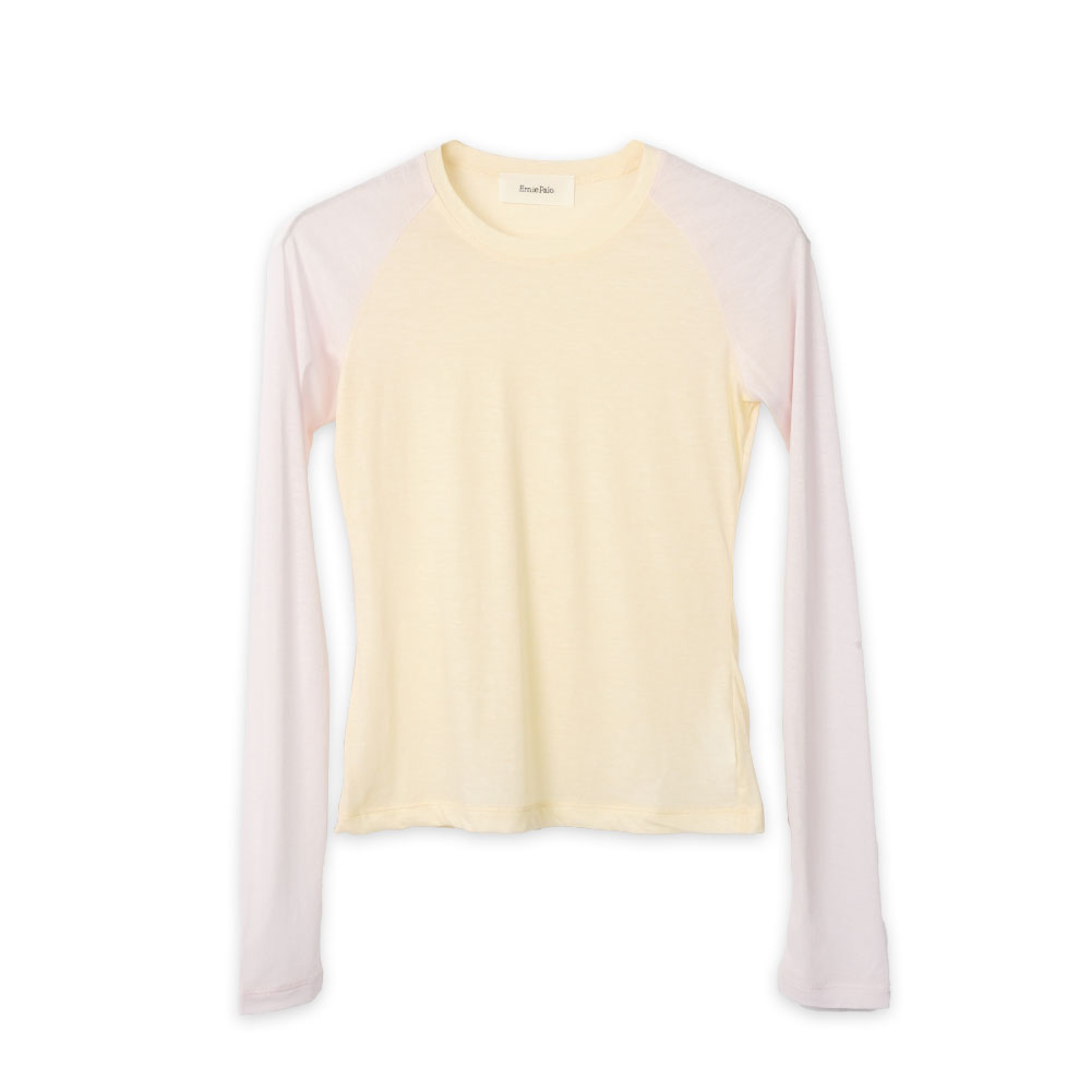 SWITCHING COLOR L/S T-SHIRT PINK