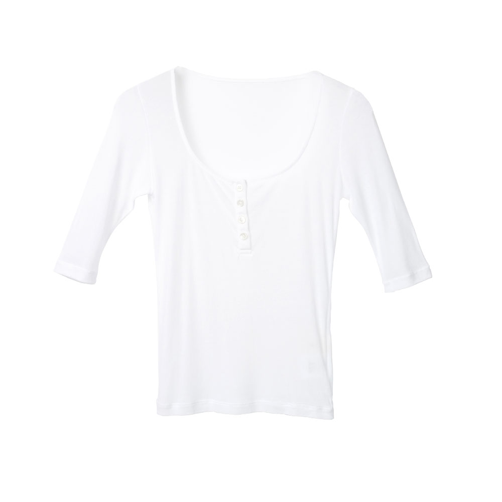 SHEER RIB HENRY T-SHIRT WHITE
