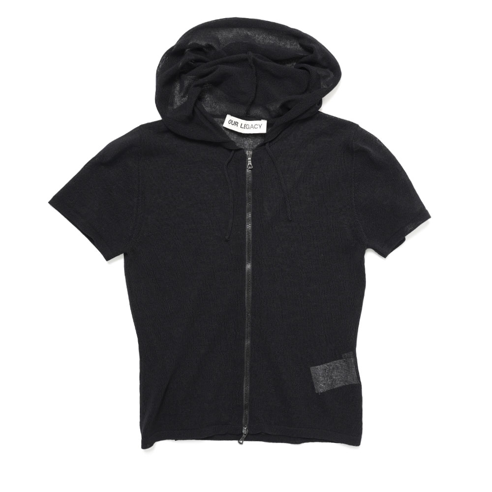 KNITTED SLIM HOOD SCREEN BLACK CRISPY COTTON