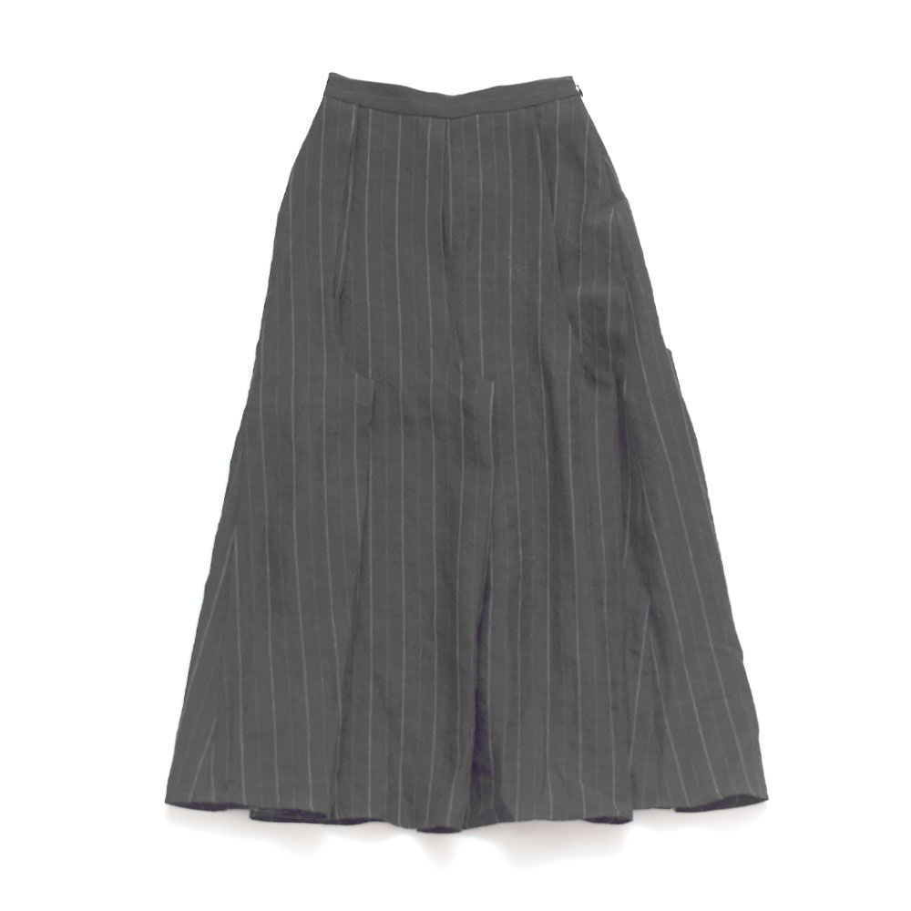 LINEN DRAWN STRIPE/PETTICOAT SKIRT BLACK STRIPE