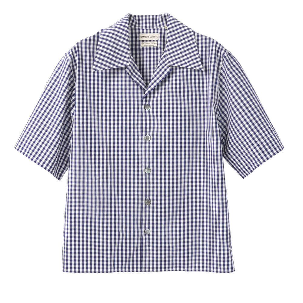 SCHOOL SHIRT NAVY/WHITE GINGHAM CHECK