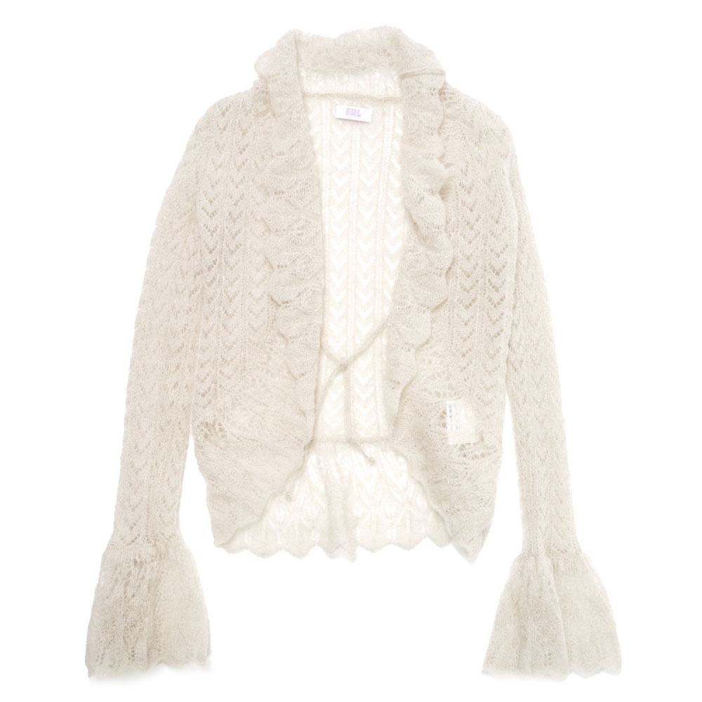 MOHAIR CROCHET BOLERO KNIT BEIGE_