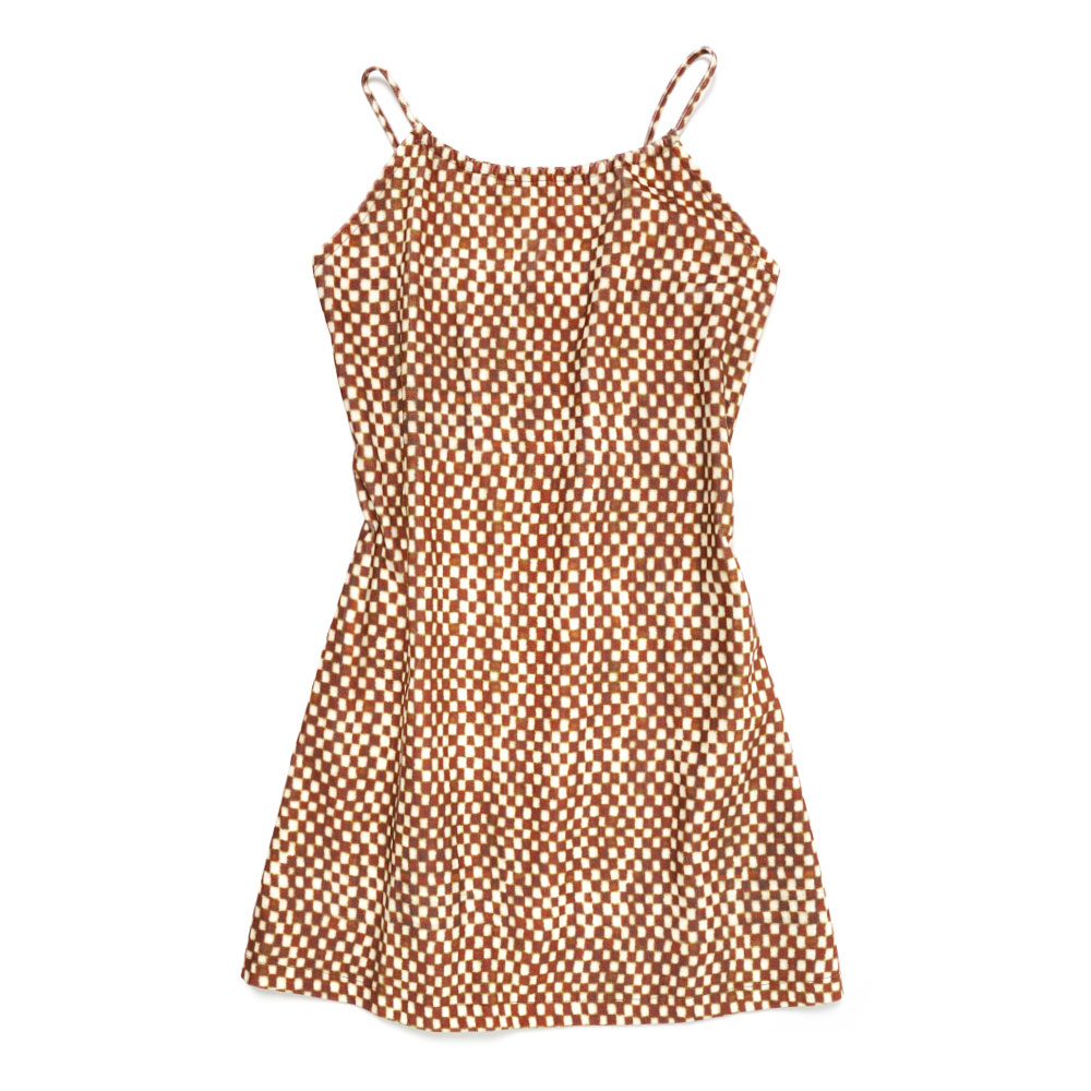 PRINTED VELVET HALTER DRESS BROWN