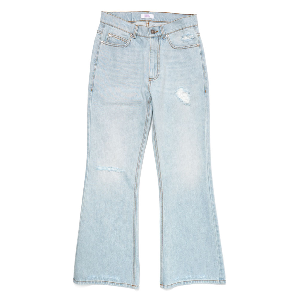 DISTRESSED DENIM PANTS LIGHT BLUE_