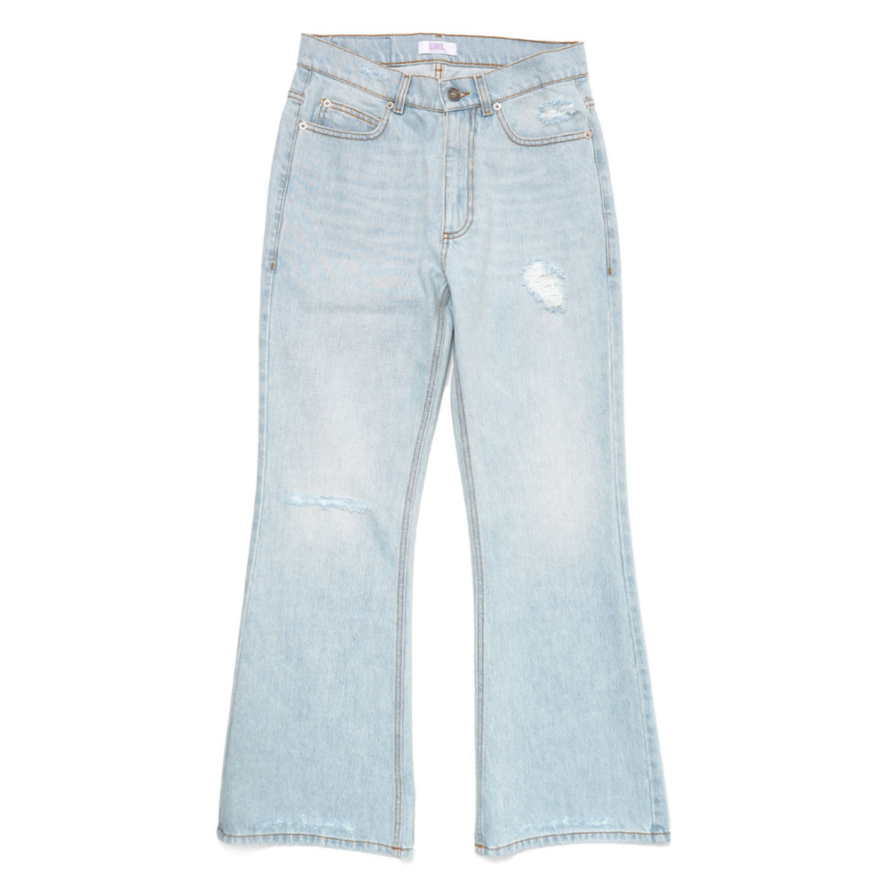 DISTRESSED DENIM PANTS LIGHT BLUE