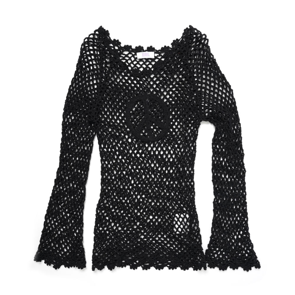 HAND CROCHET PEACE TOP BLACK