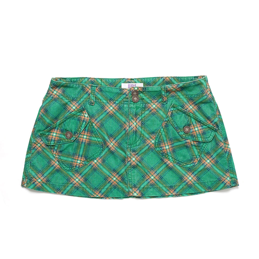 PRINTED CORDUROY SKIRT ERL GREEN PLAID_