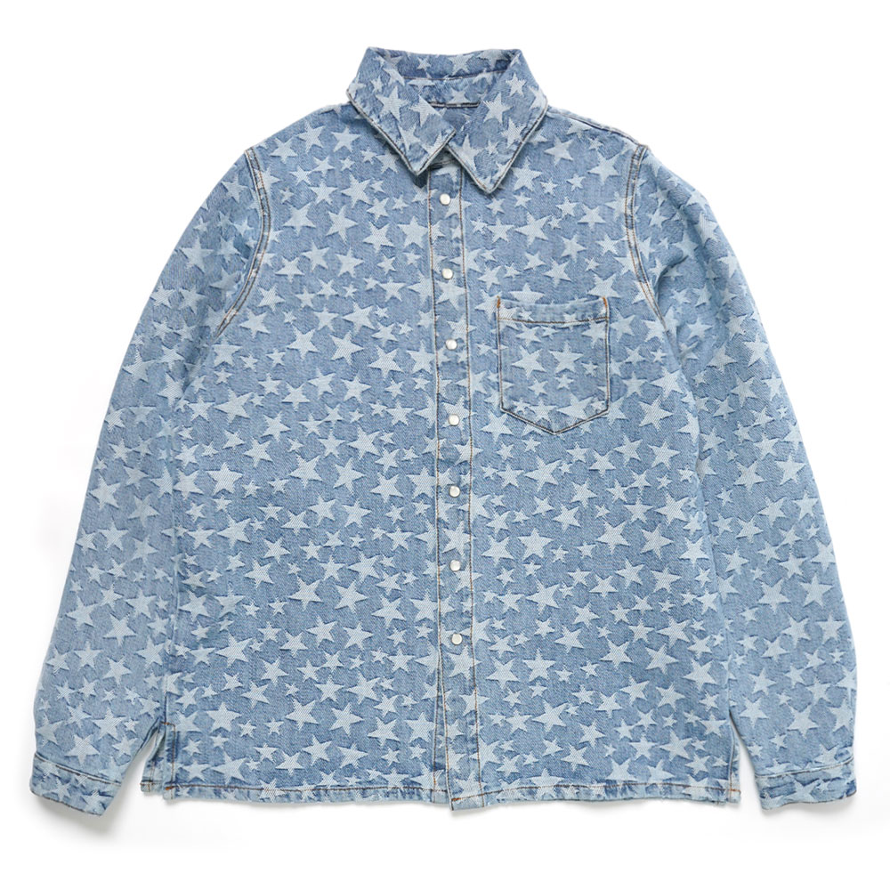 DENIM JACQUARD OVERSHIRT LIGHT BLUE_