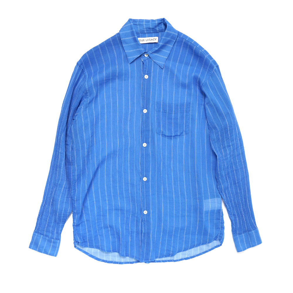 INITIAL SHIRT BLUE RAYON PLAIT STRIPE