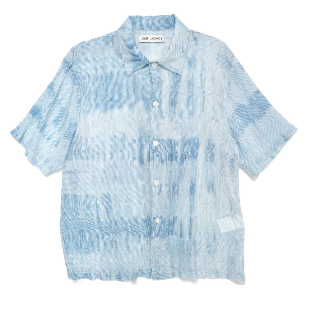 BOX SHIRT SHORTSLEEVE BLUE BRUSH STROKE PRINT