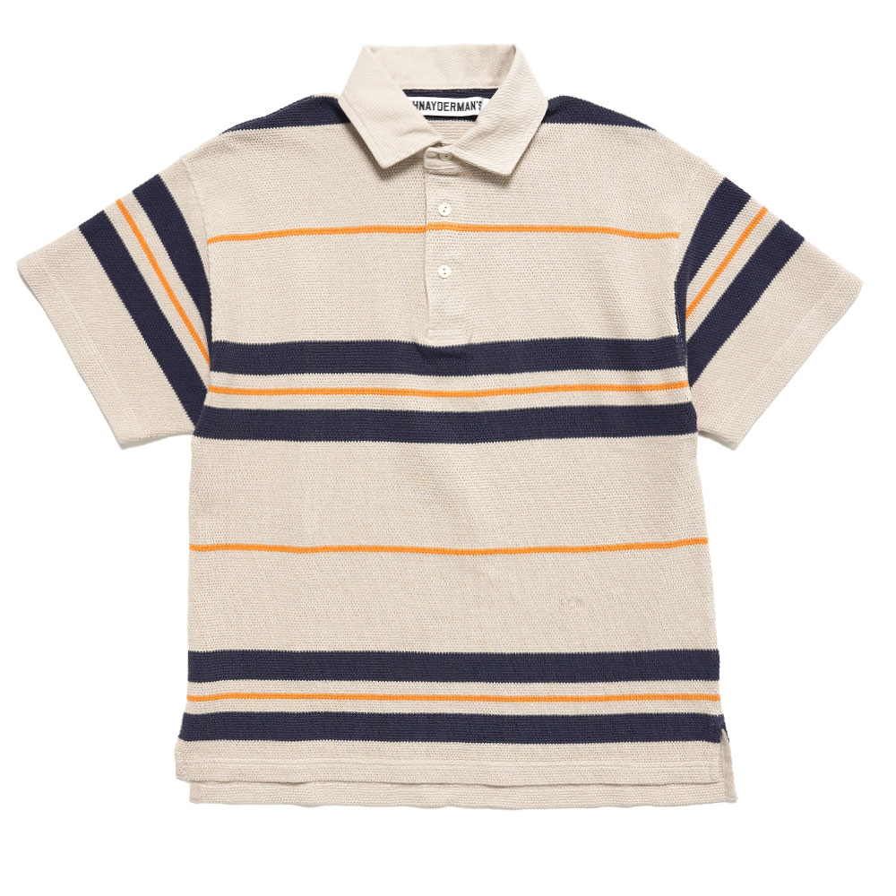 POLO SHIRT PIQUE STRIPE SAND BLUE ORANGE