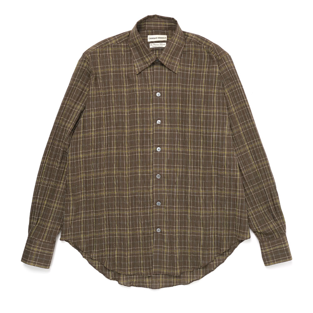 NORMAL SHIRT GREEN/WHITE CHECK BROWN