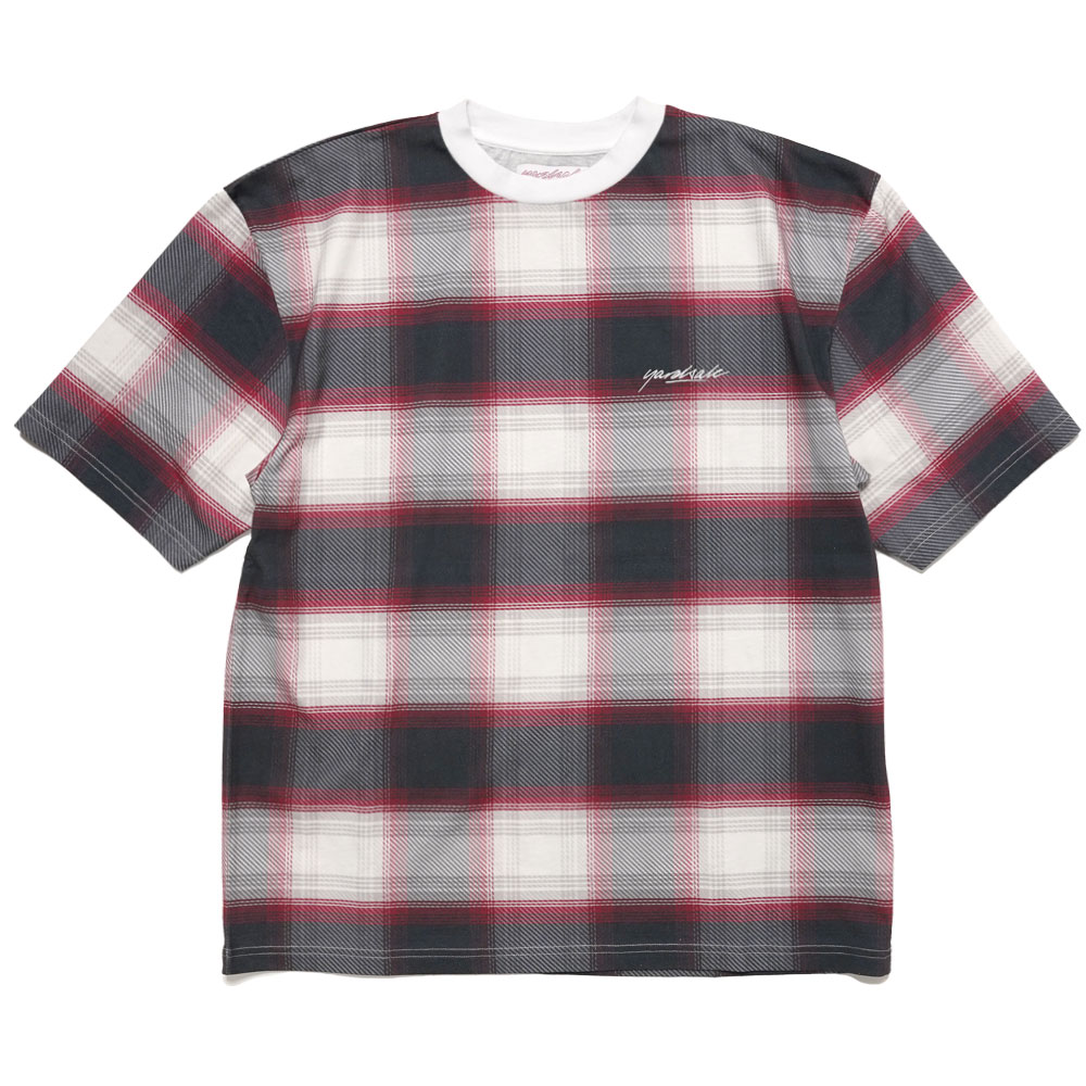 SHADOW PLAID TEE WHITE/RED