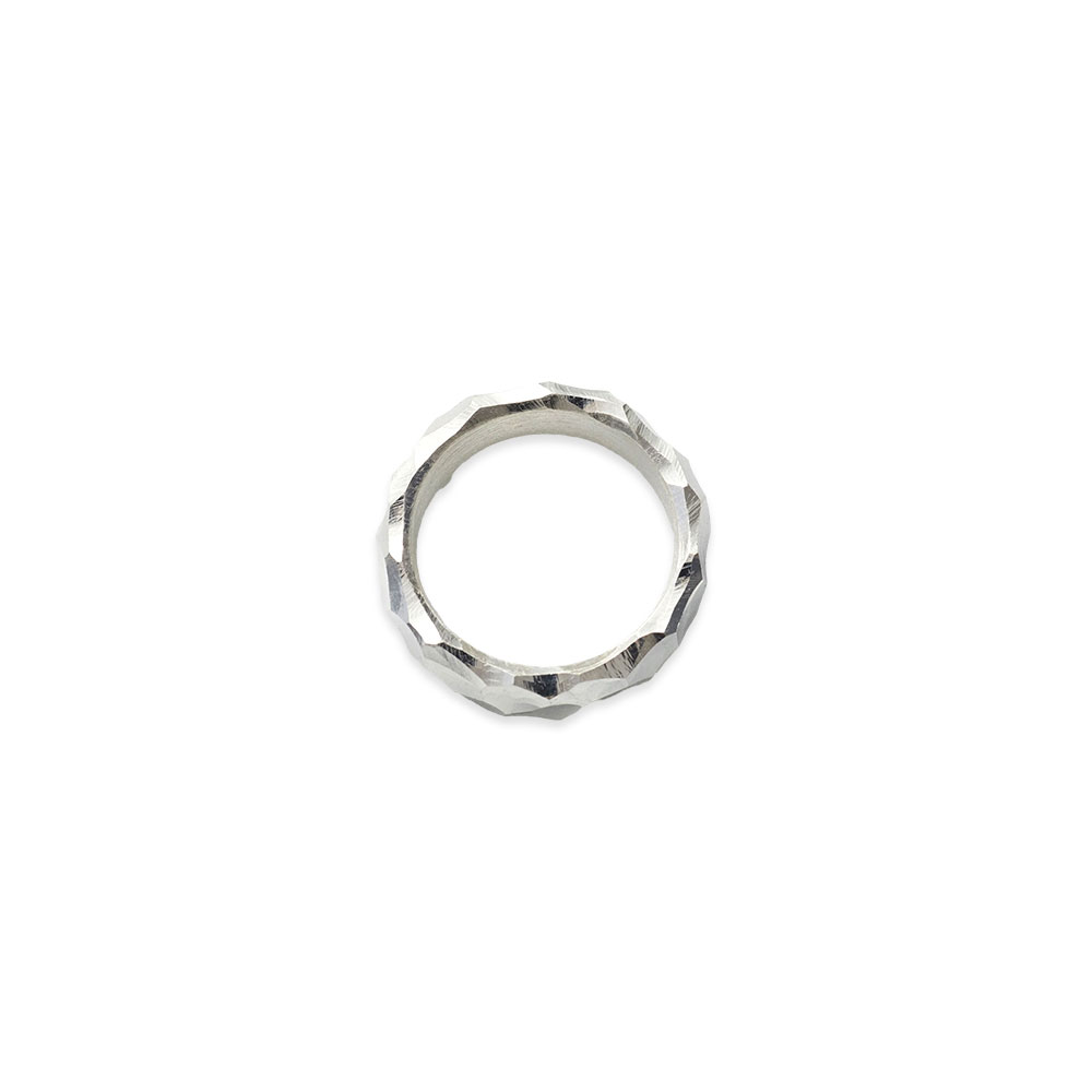 TIRE RING NARROW 101906 CARVED SILVER
