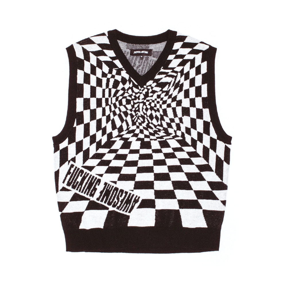 WRAPED SWEATER VEST BLACK/WHITE