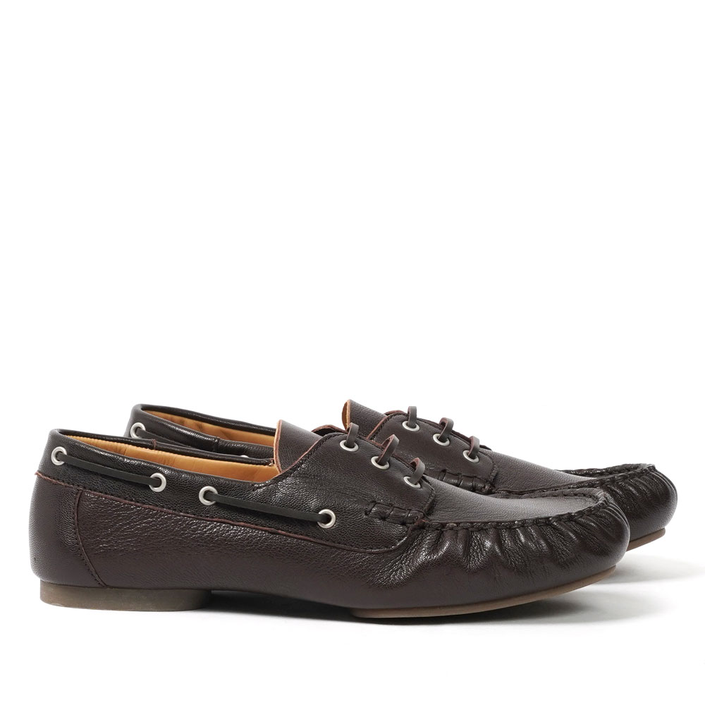 LEATHER BOAT SHOES DARK BROWN