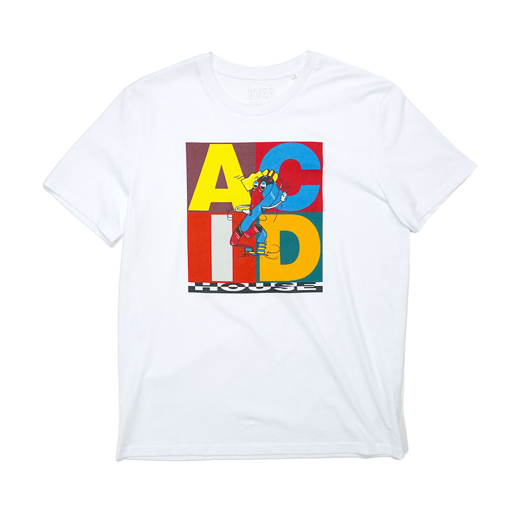 YVES URO ACID HOUSE T-SHIRT WHITE/9-COLOUR SCREENPRINT