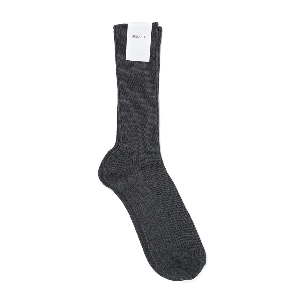 COTTON CASHMERE LOW GAUGE SOCKS TOP CHARCOAL A00S01SX-M